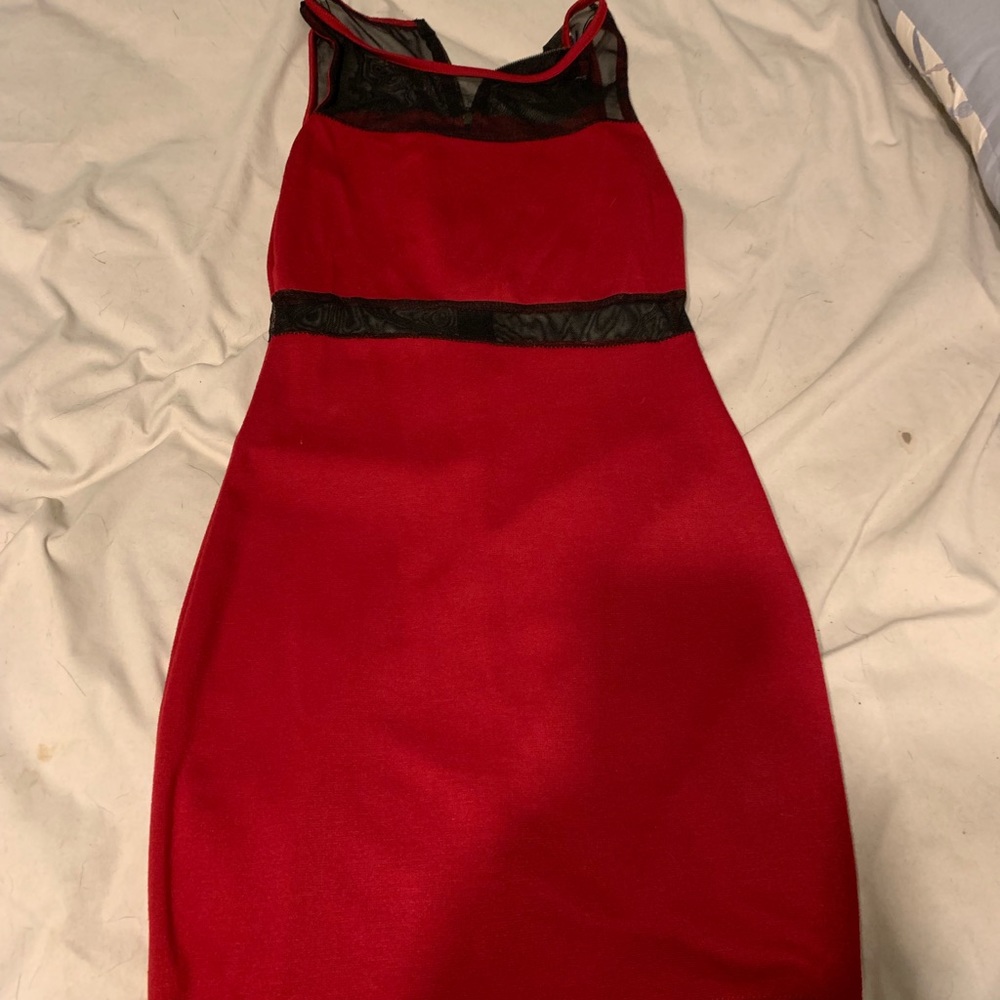 Red hugging dress